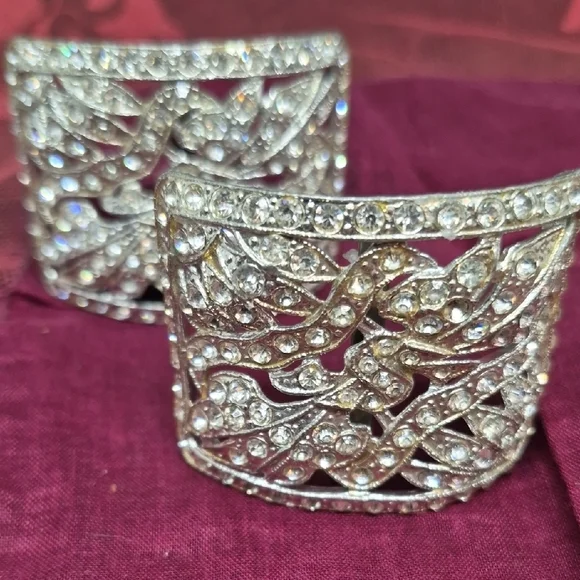 French Elegant Silver-Tone Rhinestone Shoe or Buckle/Clips - Picture 6 of 6